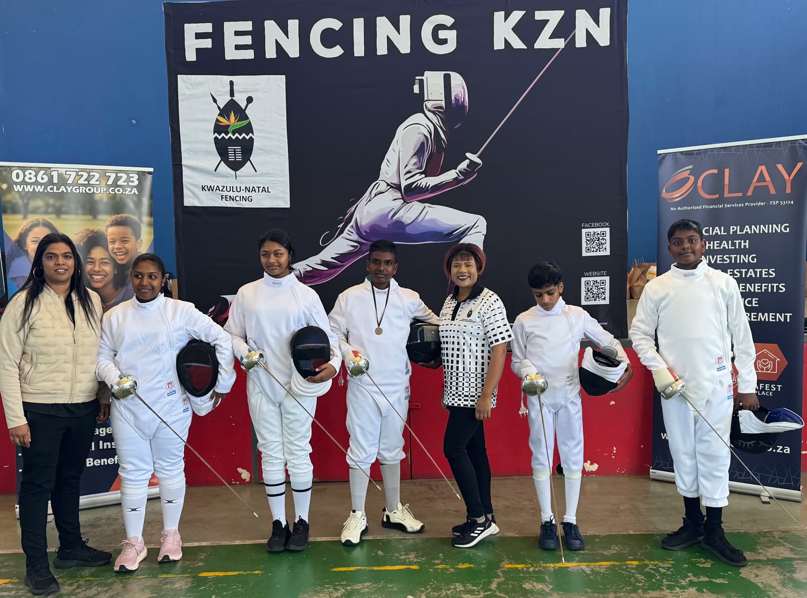 Arena Park fencers and coaches with épées at Clay Group KZN Ranking 3