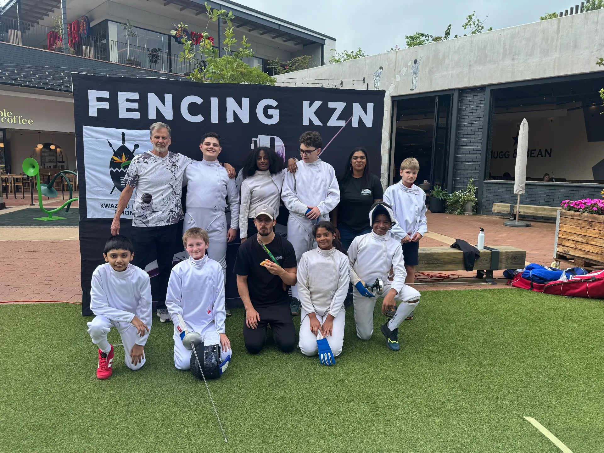 Fencing KZN coaches and young fencers at the Westown Square Experience Day in Shongweni