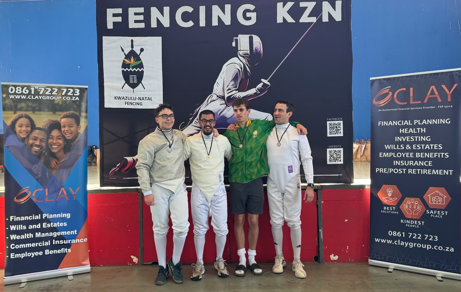 Senior men's medallists with their medals at Clay Group KZN Ranking 3