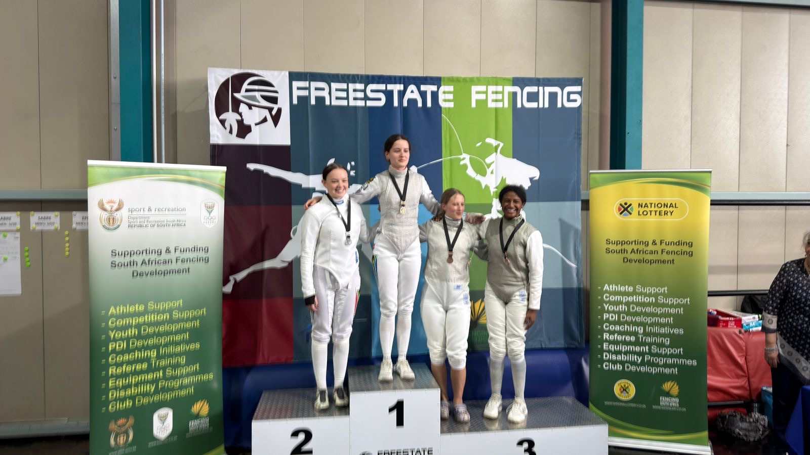 Medallists on the podium at the Free State Open in Bloemfontein