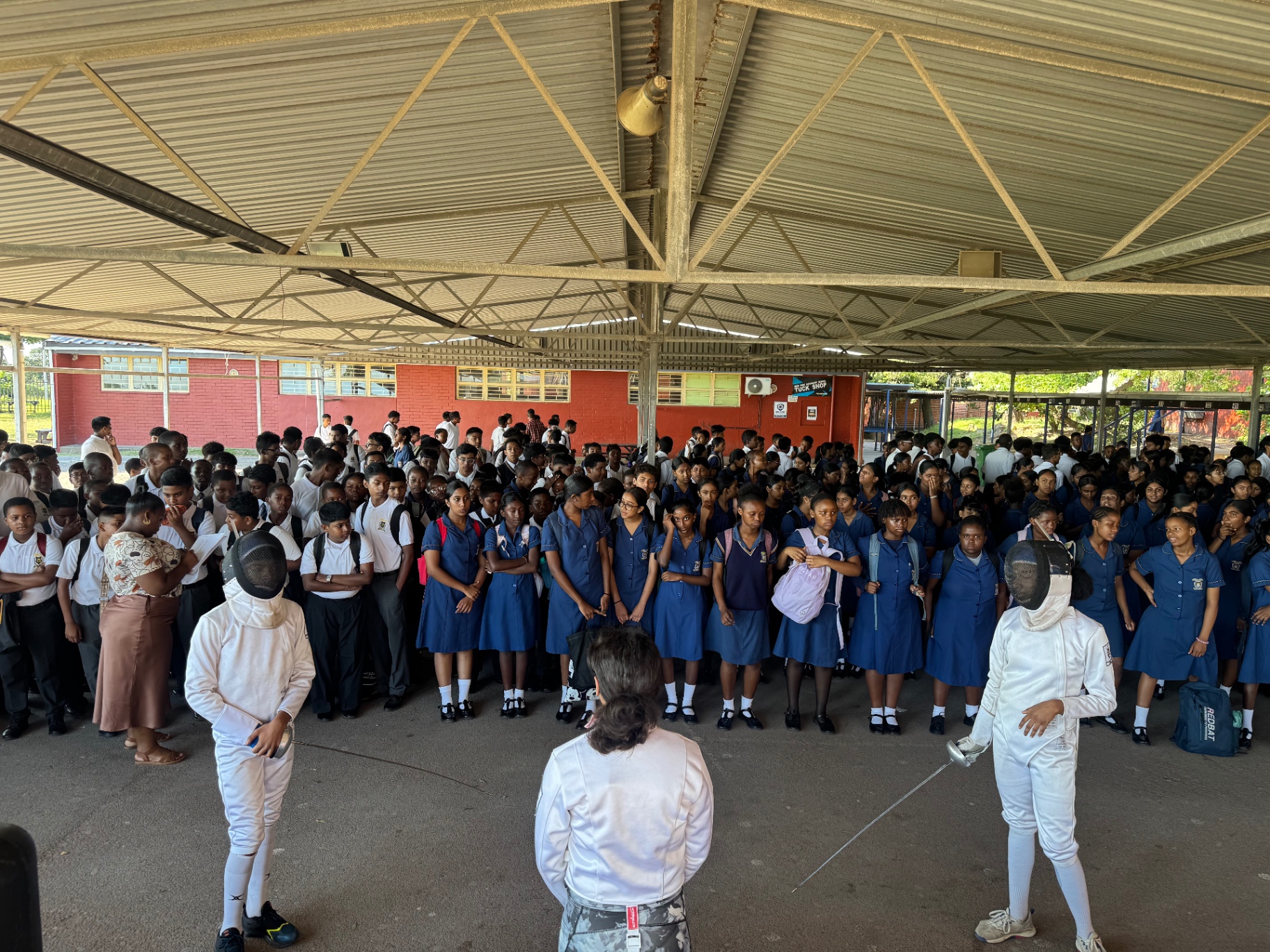 Fencing demonstration at a Chatsworth school, introducing learners to the sport